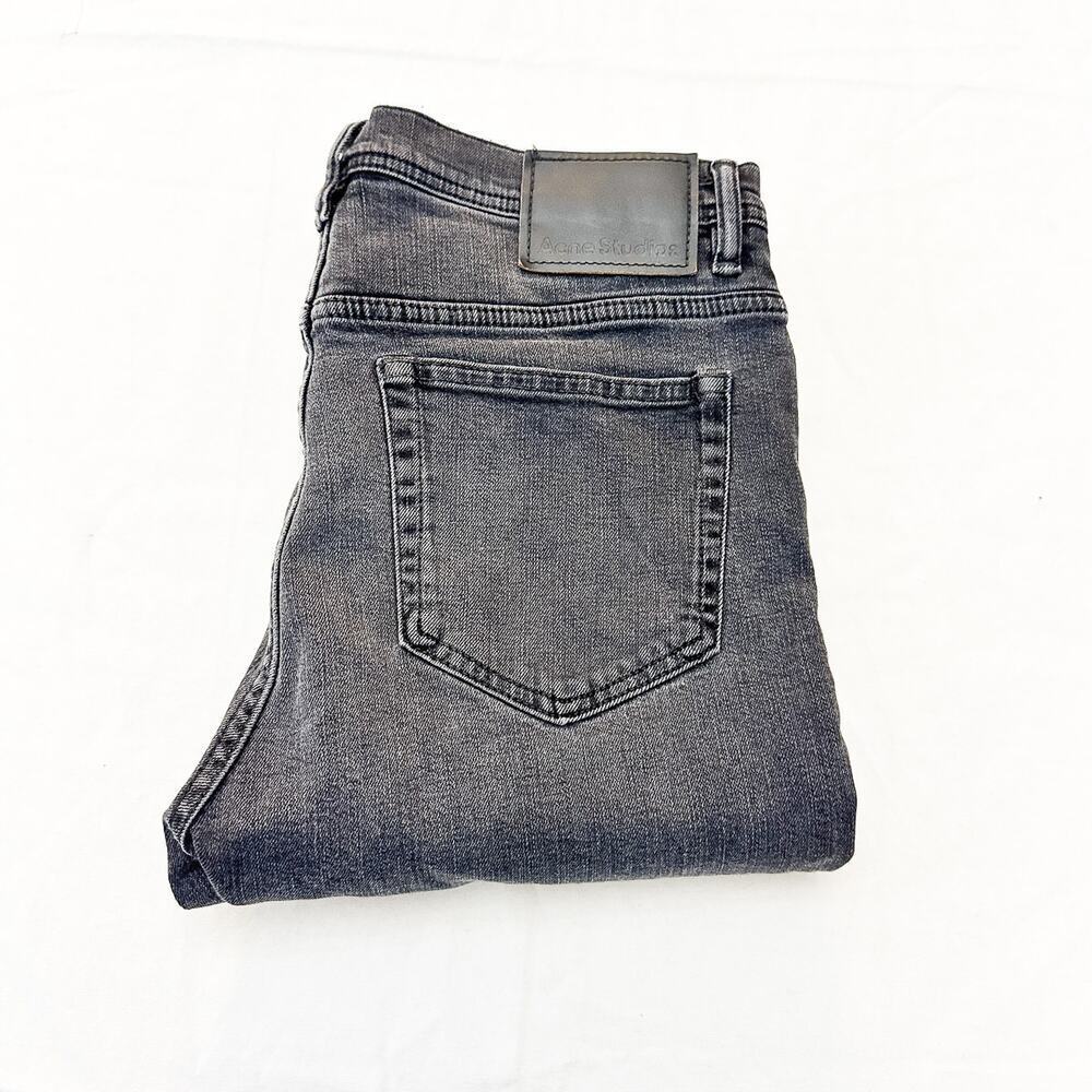 Acne Studios High Rise Button Fly Denim Jeans Straight Black Wash Size 30 Italy